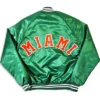 Buy 80s Miami Hurricanes Green Bomber Satin Jacket
