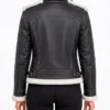 Fiona Hooded Black Shearling Leather Jacket
