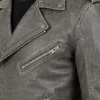 Distressed Mens Grey Biker Leather jacket