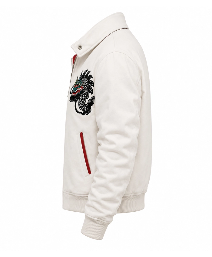 Buy Michael Peters Beat It Dragon Wool White Jacket