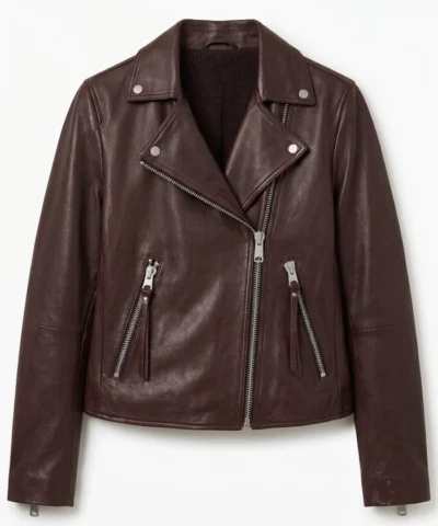 Buy Now Women Oxblood Biker Leather Jacket