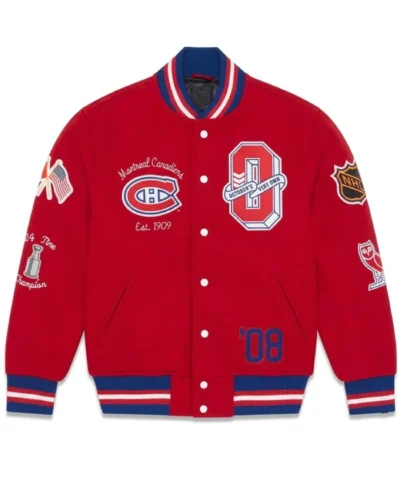 Buy OVO Montreal Canadiens Red Varsity Jacket Sale
