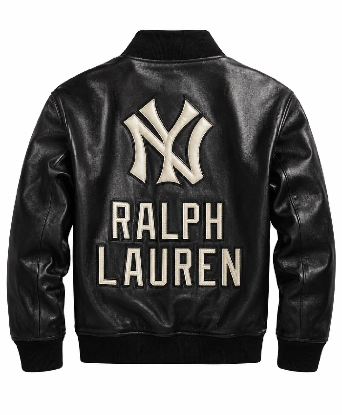 Buy Ralph Lauren Yankees Black Leather Full Snap Jacket For Women