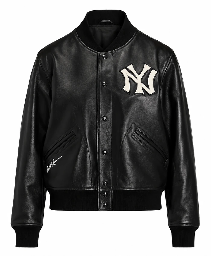 Buy Ralph Lauren Yankees Black Leather Full Snap Jacket