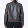 Womens Waxed Cropped Leather Bomber Jacket
