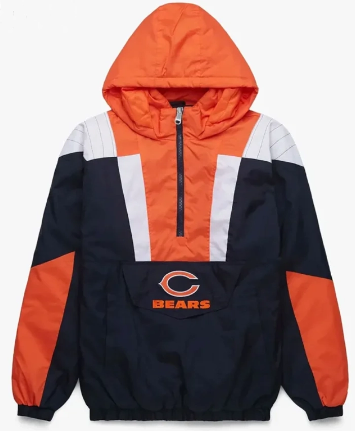 Chicago Bears Blue and Orange Pullover Jacket Sale