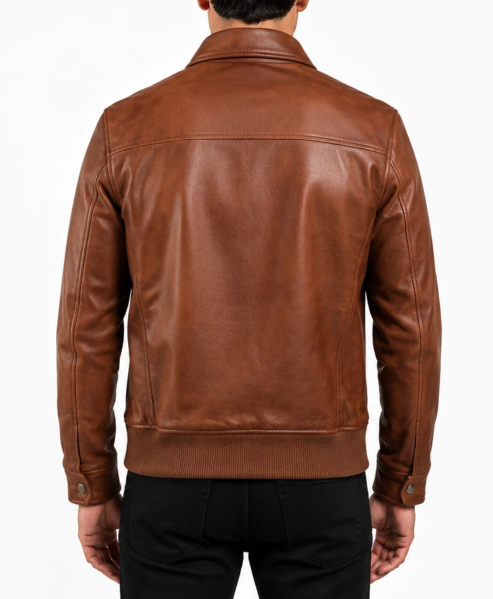Mens Coffmen Brown A2 Leather Bomber Jacket