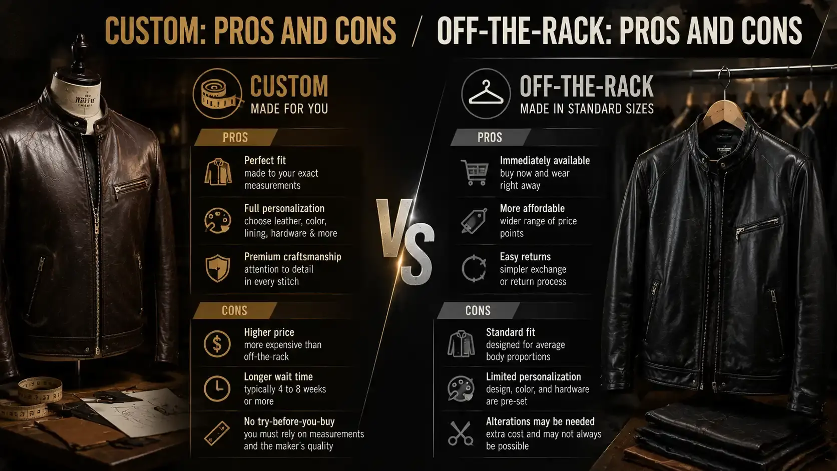 Custom Pros and Cons and Off-the-Rack Pros and Cons