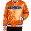 Denver Broncos Snap Tab Exclusive Orange Satin Jacket Front