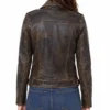 Womens Distressed Motorcycle Leather Jacket​