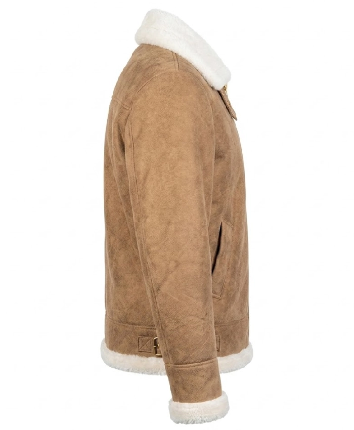 Distressed Shearling Leather Jacket