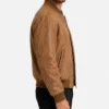 Mens Distressed Tan Leather Bomber Jacket