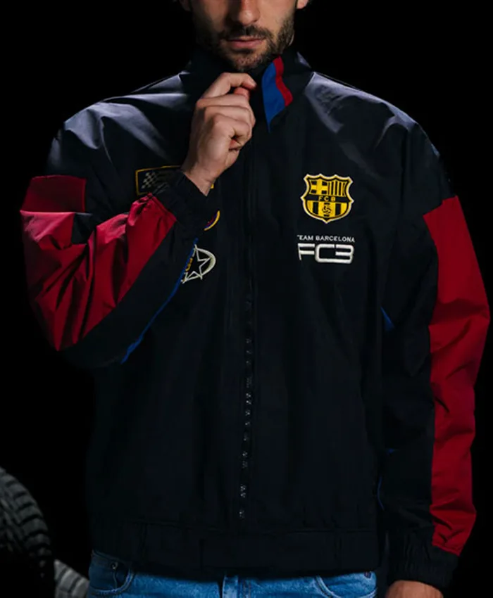 FC Barcelona Antracite Racing Jacket Front