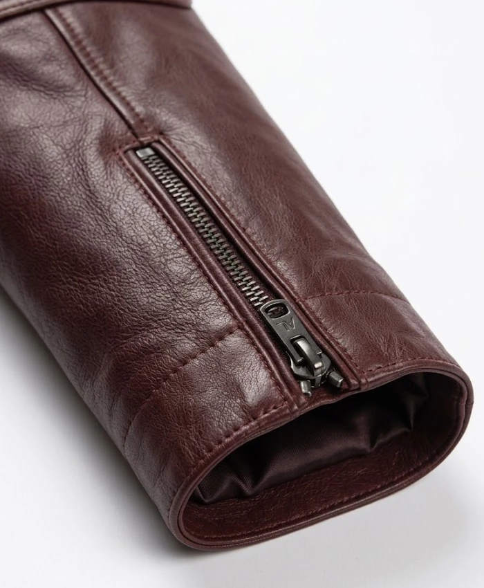 Fashion Quilted Burgundy Biker Leather Jacket