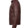 Fashion Waxed Quilted Burgundy Leather Jacket