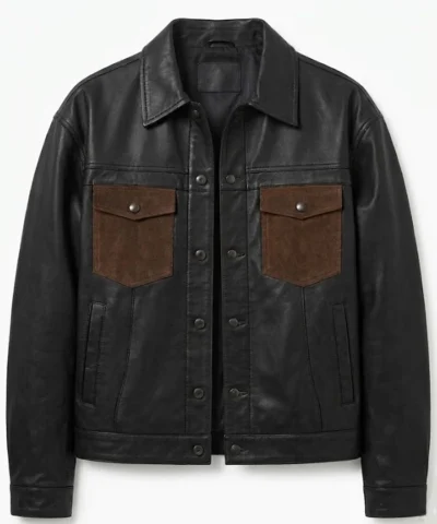 Fernando Black Leather Trucker Jacket