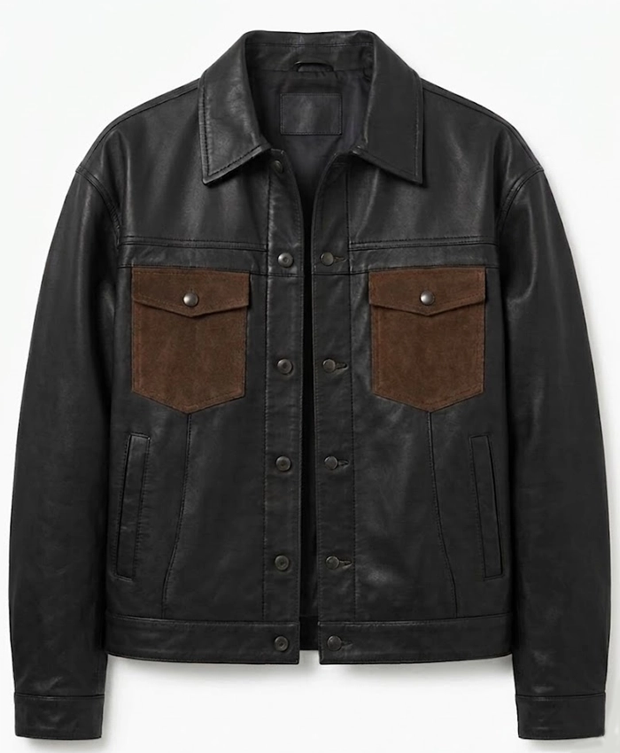 Fernando Black Leather Trucker Jacket