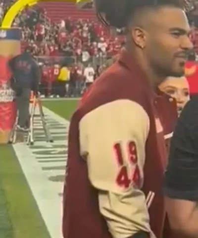 Fred Warner 49ers Varsity Bomber Jacket Side