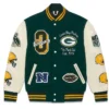 Green Bay Packers OVO Green Varsity Wool and Leather Varsity Jacket For Men and Women
