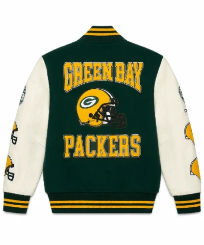 Green Bay Packers OVO Green Wool and Leather Varsity Jacket For Men and Women