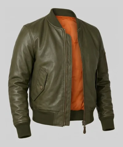 Heritage MA-1 Genuine Leather Flight Jacket For Men