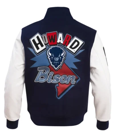 Howard University Homecoming Navy Blue And White Varsity Jacket For Unisex