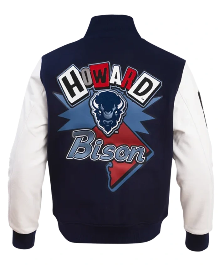Howard University Homecoming Navy Blue And White Varsity Jacket For Unisex