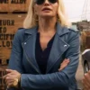 Janine Cody Animal Kingdom Blue Leather Jacket front