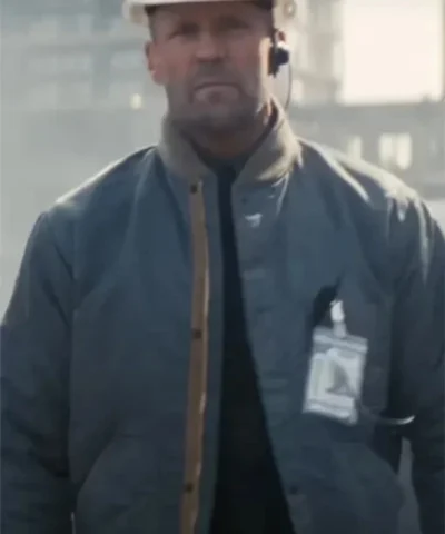 Jason Statham A Working Man Bomber Jacket closeup