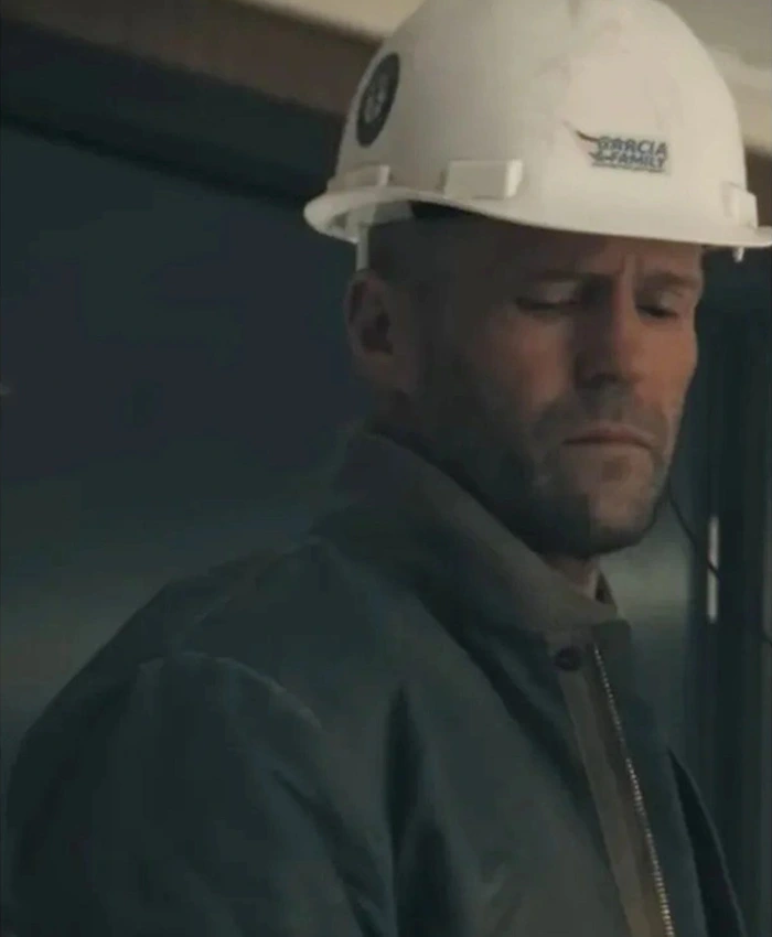 Jason Statham A Working Man Bomber Jacket left closeup