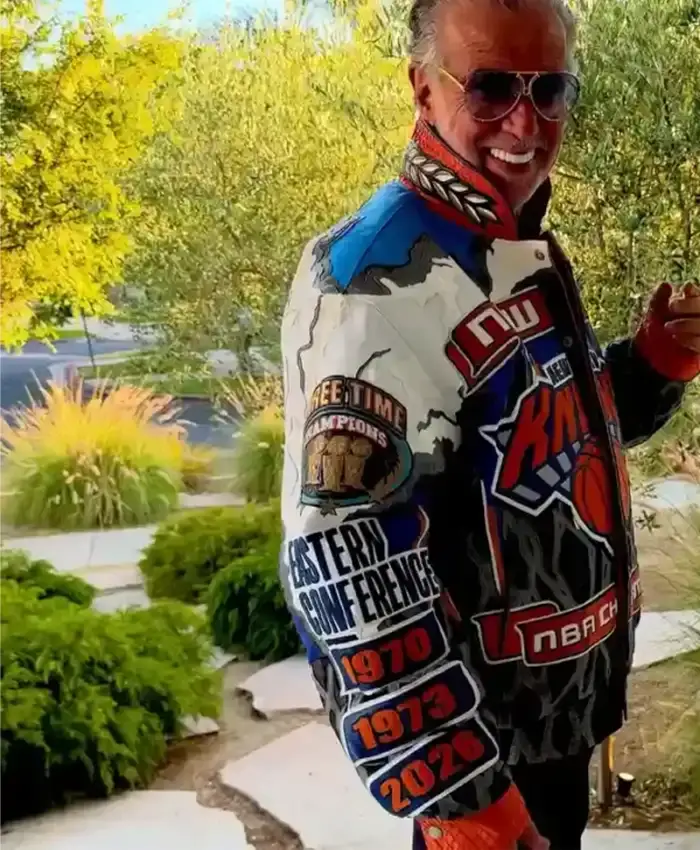 Jeff Hamilton x Knicks NBA Bomber Jacket SideJeff Hamilton x Knicks NBA Bomber Jacket Front