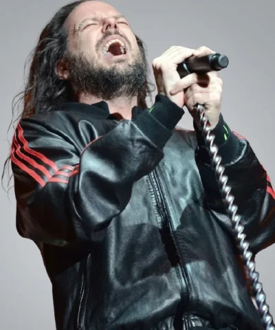 Jonathan Davis Black Leather Tracksuit
