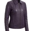 Jose Purple Womens Harrington Leather Jacket For Sale