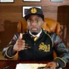 Kai Cenat Custom Streamer University Black Wool Leather Varsity Jacket Sale