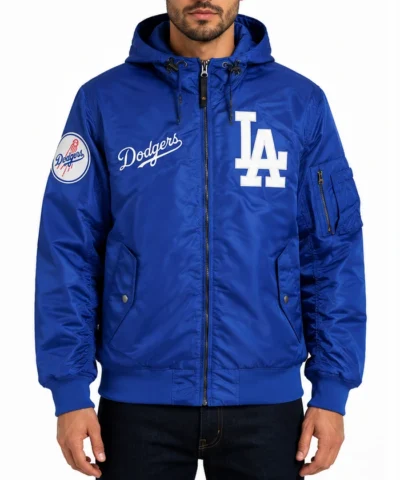 LA Dodgers Historic L-2B Hooded Bomber Jacket Front