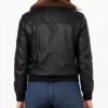 Women Black Leather Bomber Fur Collar​ Jacket