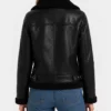 Black Ladies Leather Aviator Jacket