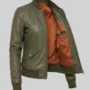 Lambskin Leather MA-1 Flight Bomber Jacket For Womens