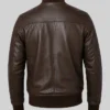 Lambskin Leather MA-1 Flight Dark Brown Jacket For Men