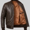 Lambskin Leather MA-1 Flight Dark Brown Jacket For Mens