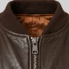 Lambskin Leather MA-1 Flight Dark Brown Jacket Men