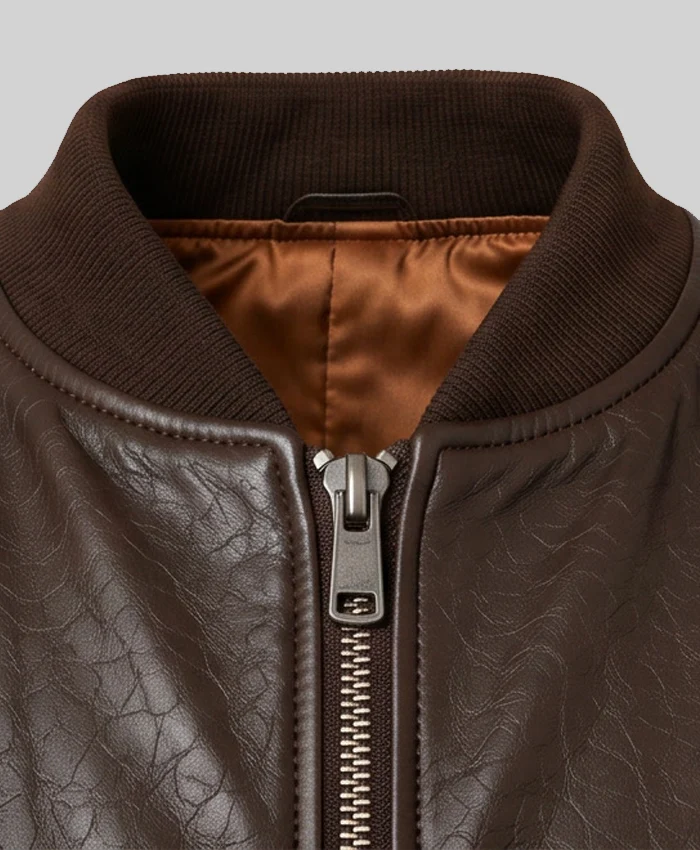 Lambskin Leather MA-1 Flight Dark Brown Jacket Men