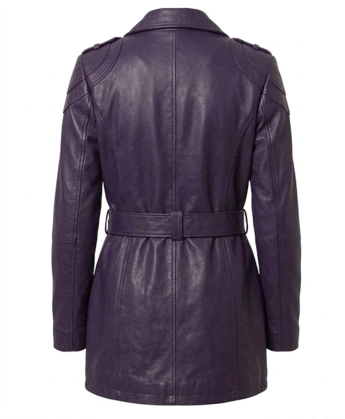 Lambskin Leather Purple Coat