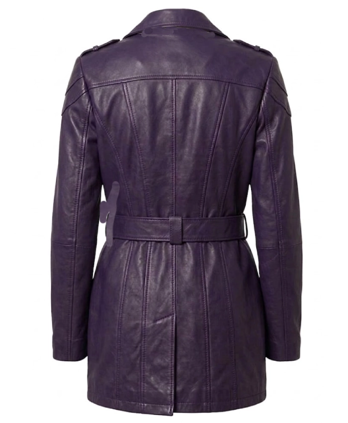 Lambskin Leather Purple Coat