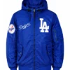 Los Angeles Dodgers Historic L-2B Hooded Bomber Blue Jacket Front