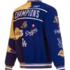 Los Angeles Lakers and Dodgers City of Champions Bomber Block Jacket Back