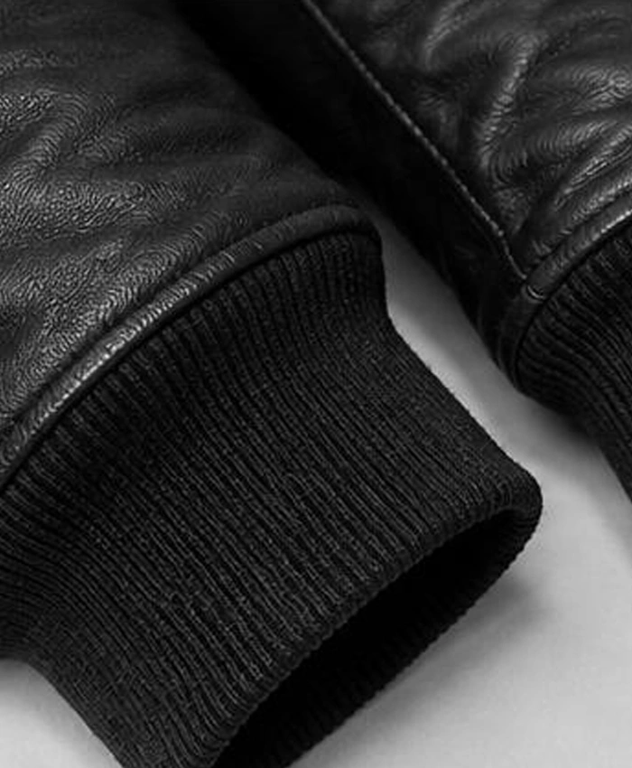 Men Black Cowhide Leather MA-1 Flight Jacket