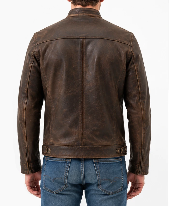 Vintage Distressed Leather Motorcycle Jacket for men