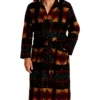 Mens Aztec Print Hooded Bathrobe
