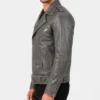 Buy Mens Grey Biker Distressed Leather jacket